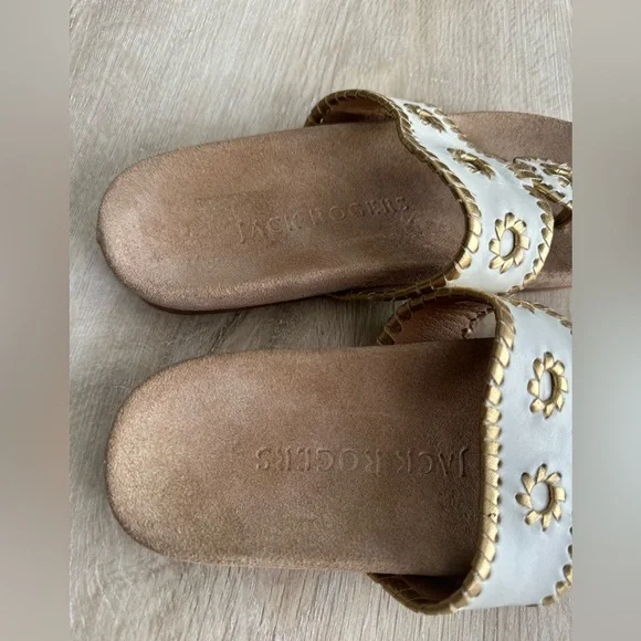 Jack Rogers Women's White and Tan comfort soft comfortable Sandals size 5 new - Picture 3 of 11